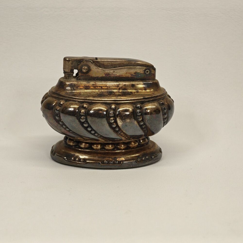 Vintage Ronson Crown Table Lighter Silver Plate Art Deco USA For Parts Fixer